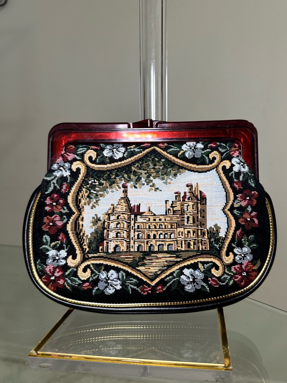Vintage tapestry clutch